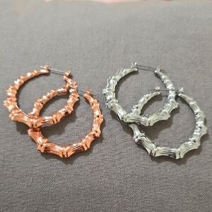 2x Bamboo Hoop Earrings